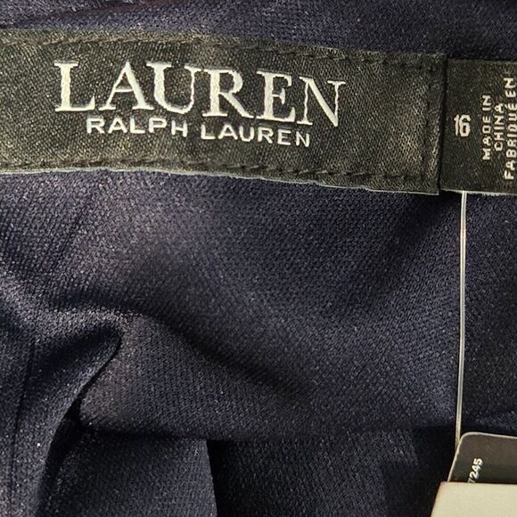 Lauren Ralph Lauren Prom Dress Evening Gown Navy Blue Oversized Sequin Bow Event - Picture 7 of 7